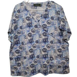 Bonita Blue Scribble Scrub Top